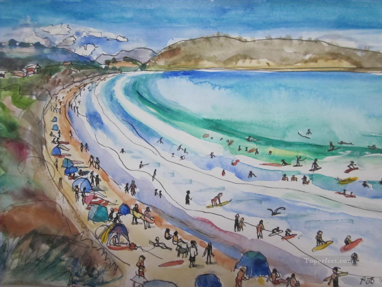 タスマニアのパークビーチの夏油絵